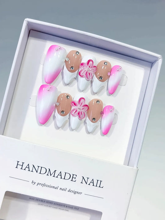 Handmade Press-On Nails — D262 Marble Design