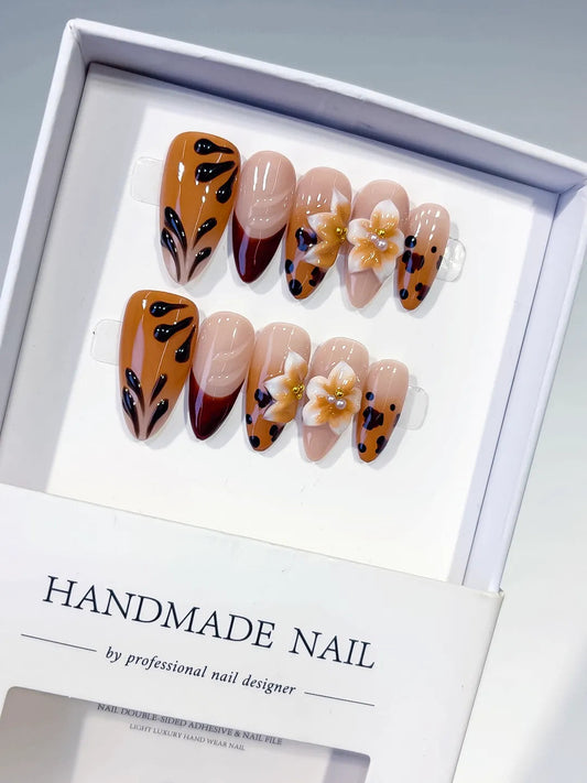 Handmade Press-On Nails — D584 Geometric Pattern
