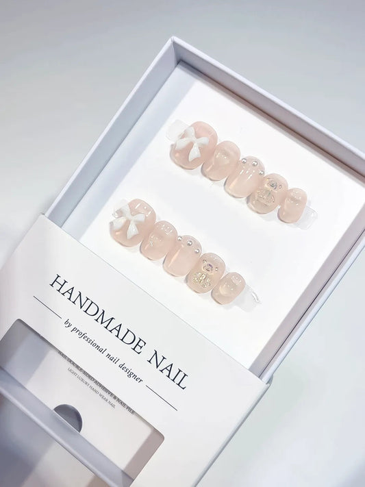 Handmade Press-On Nails — A003 Solid Nude