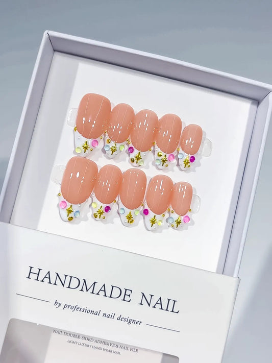 Handmade Press-On Nails — C436 Abstract Art Design